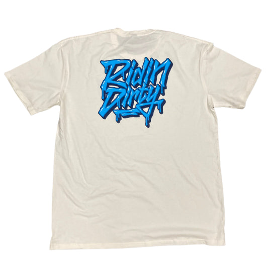RIDIN DIRTY "DIRTY FONT" NATURAL WHITE  T-SHIRT